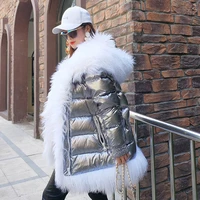 women winter down jacket coat long warm silver parkas mongolia sheep fur duck down