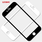 Защитное стекло на экран, с рамкой, для смартфонов Apple iPhone 5-10, SE, закаленное, черныйбелый