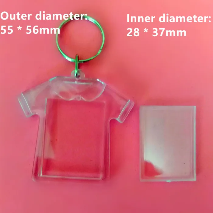 

FREE SHIPPING BY DHL Clothes Shaped Transparent Blank Insert Photo Picture Frame Key Ring Split keychain
