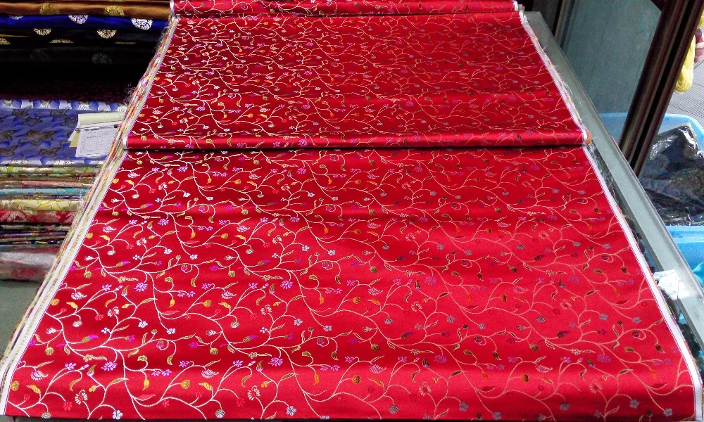 Китайская шелковая парча тканая Дамасская ткань чонсам подушка красная задняя