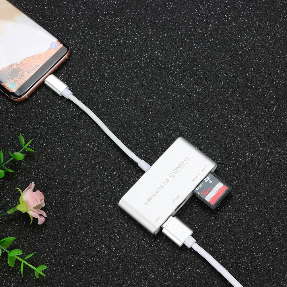5 в 1 USB C концентратор Тип SD TF Card Reader 3 0 концентраторы с портом питания Micro Sup порт ing