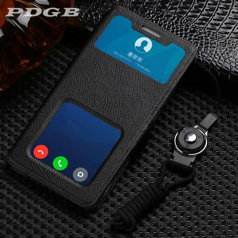 PDGB PU кожаный чехол для Xiaomi Redmi 7 6A 6 Pro Global Mi 8 A1 A2 Lite 5X 6X Classic Double VieW Window Book Flip мягкий |