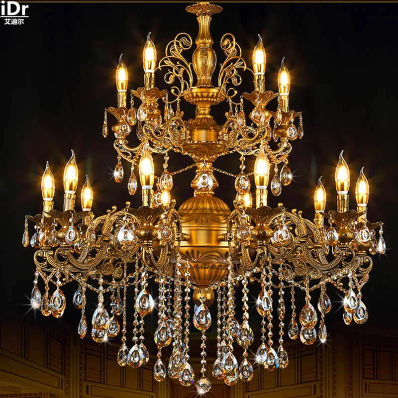 Лампа в европейском ретро стиле из сплава цинка с кристаллами лампа форме свечи