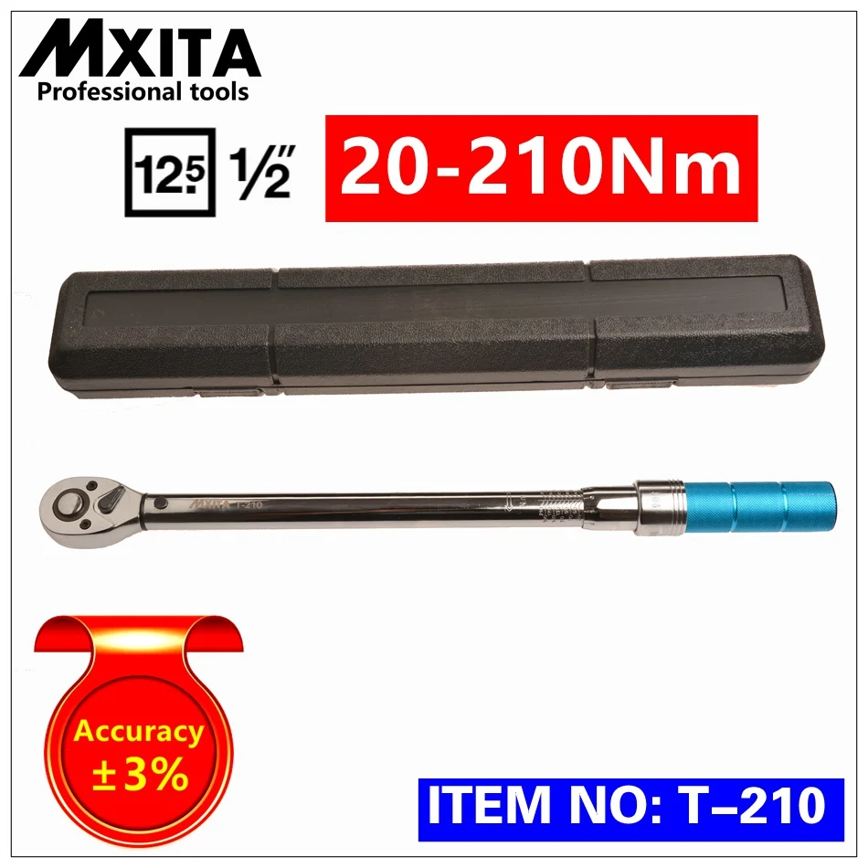 MXITA точность 3% 1/2 20-210Nm Высокоточный профессиональный ключ с регулируемым
