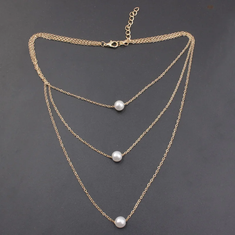 Бохо ювелирные изделия Многослойные Имитация жемчужные бусы колье для женщин