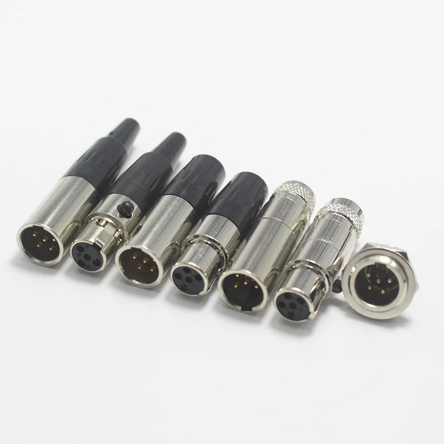 5 шт. мини XLR 3 4 6 Pin штекер/гнездо адаптер для микрофона аудио кабель