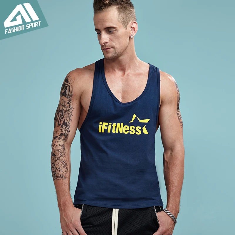 Мужские облегающие майки Aimpact хлопковые для занятий в тренажерном зале