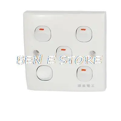 Настенный светильник с 5 кнопками 250 В 10 А|button light switch|button switch on offbutton 10a |