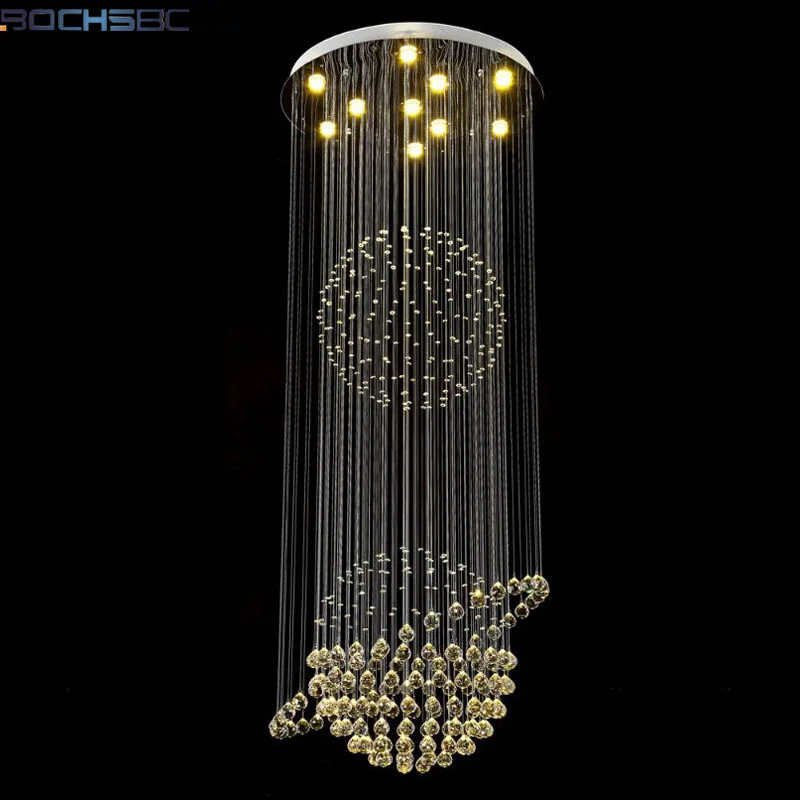 

BOCHSBC Modern Crystal Chandelier Ball Light Fixture LED GU10 Suspension Light luminaire Living Hanglamp Foyer Staircase Light