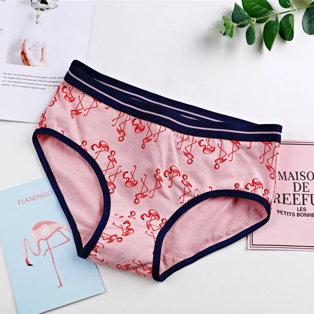 (full of flamingos) Женские трусы из хлопка с рисунком фламинго, милое нижнее белье для девочек, трусы, нижнее белье с рисунком из мультфильма, женские трусы - Цвет: (full of flamingos)