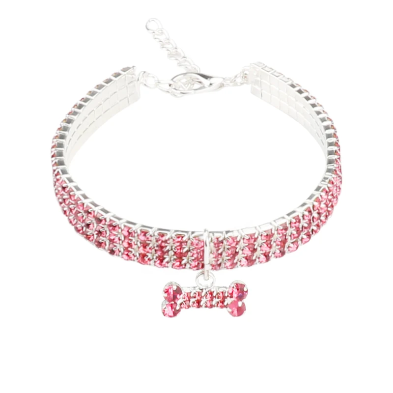 Розовый Прекрасный тег ошейники для кошек Bling Стразы питомец с кристаллами ожерелье для кошек сверкающие ошейники для собак поводок светоотражающие ошейники для кошек 25 - Цвет: Розовый