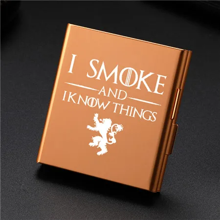 Золотой Алюминиевый портсигар-портативный folio holder lightweigt-I Smoke and I hou вещь-идеально подходит для любителей-Игра престолов - Цвет: Золотой