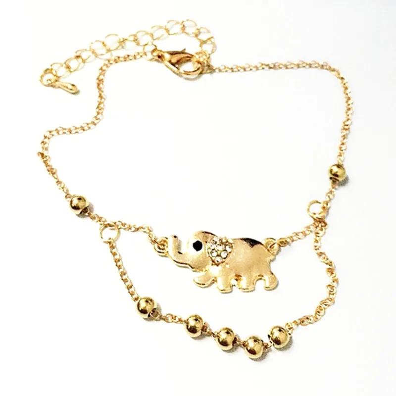 Vintage Gold Anklets for Women Elephant Pendant Charms Box Chain Beach Summer Foot Ankle Bracelet Wholesale Jewelry | Украшения и