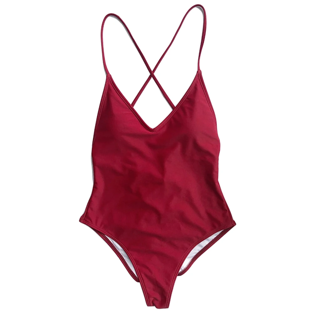 Сексуальный зеленый купальник женский слитный Бандажное бикини на завязках 2019