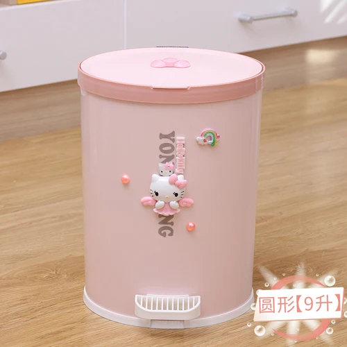 7L/9L мультяшная Милая мусорная корзина hello kitty с педалью для дома гостиной спальни кухонная корзина для мусора с крышкой пластиковое ведро розового цвета - Цвет: E