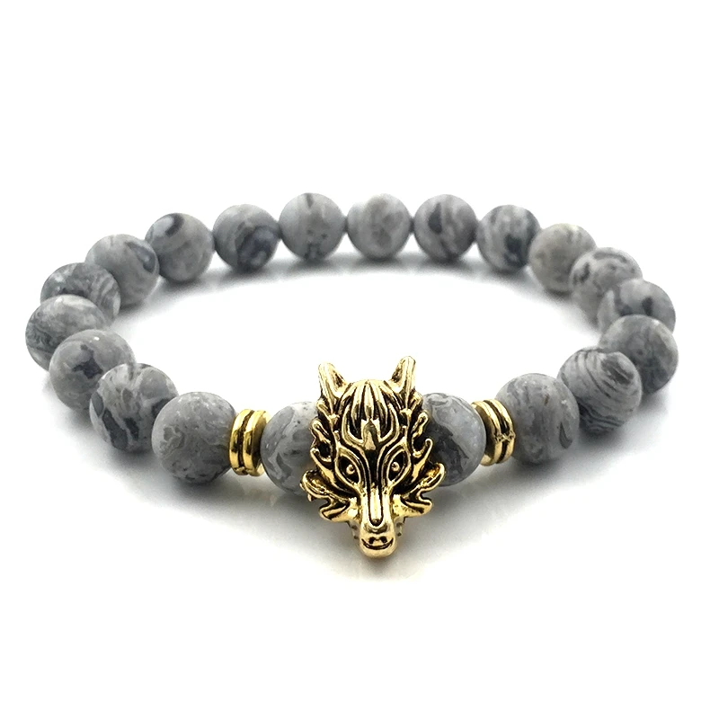 Новинка 2018 гладкий браслет 8 мм с бусинами из камня в форме карты двухцветные