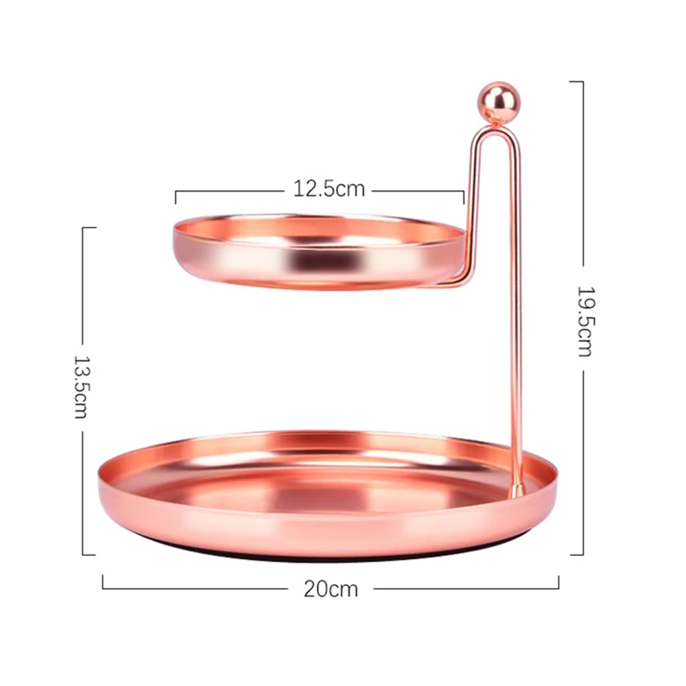Rose gold Nordic металла двойной слои лотки стол стеллаж для хранения держатель еда фрукты для хранения косметики Jewelry украшения для рабочего стола организатор - Цвет: Rose gold