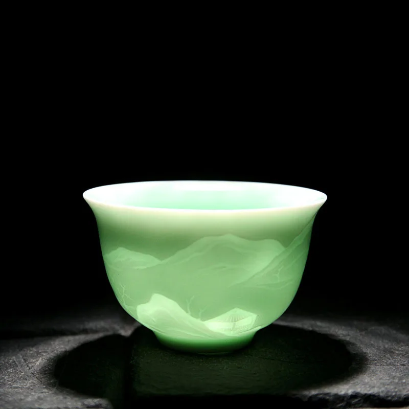 Креативная китайская керамическая чайная чашка Longquan Shadow Celadon Kong Fu китайские