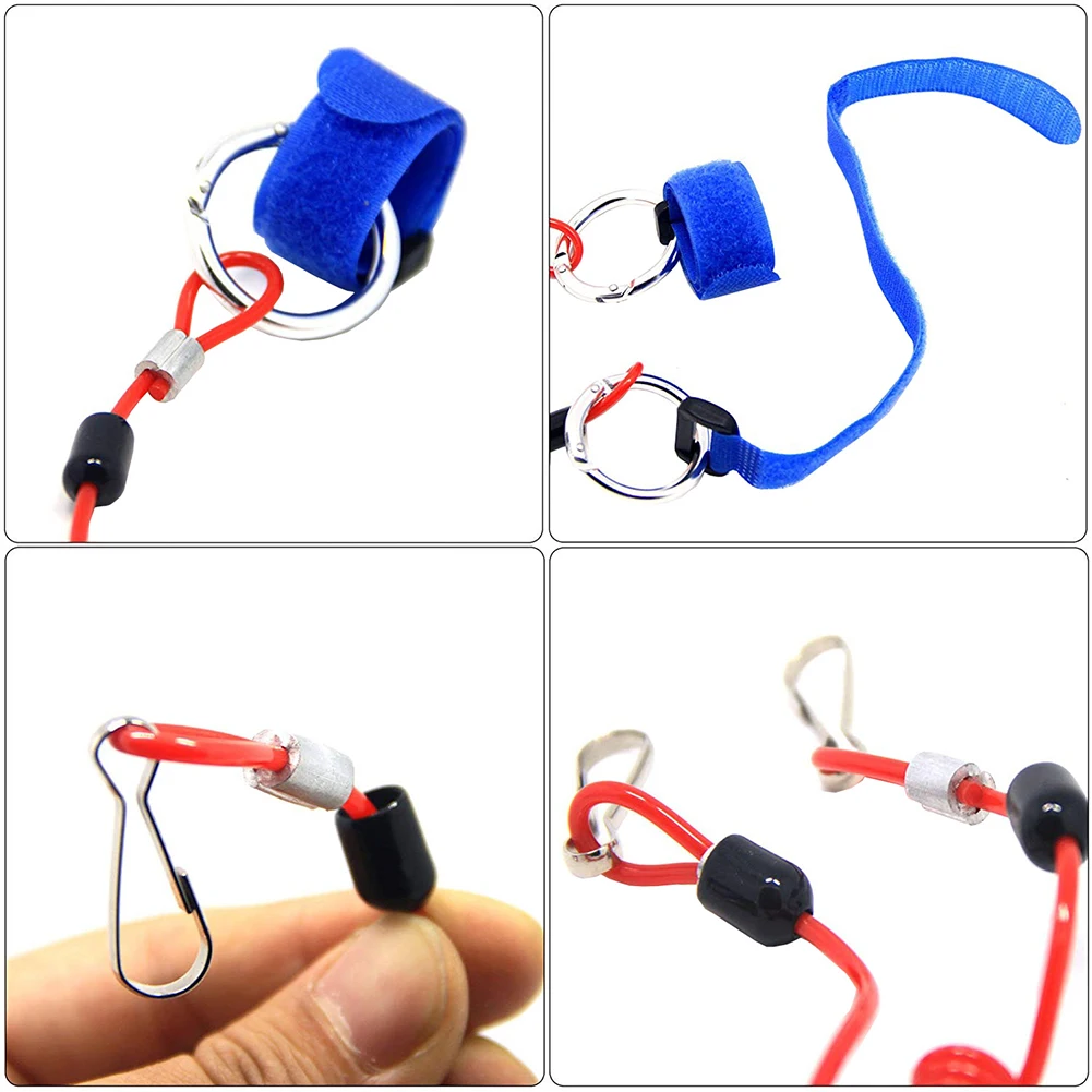 Elastic Easy Use Coiled Lanyard Stretch Rope Surfboard Paddle Leash Fixing Canoe With Key Ring Rowing Boats Raft Safety Kayak | Спорт и