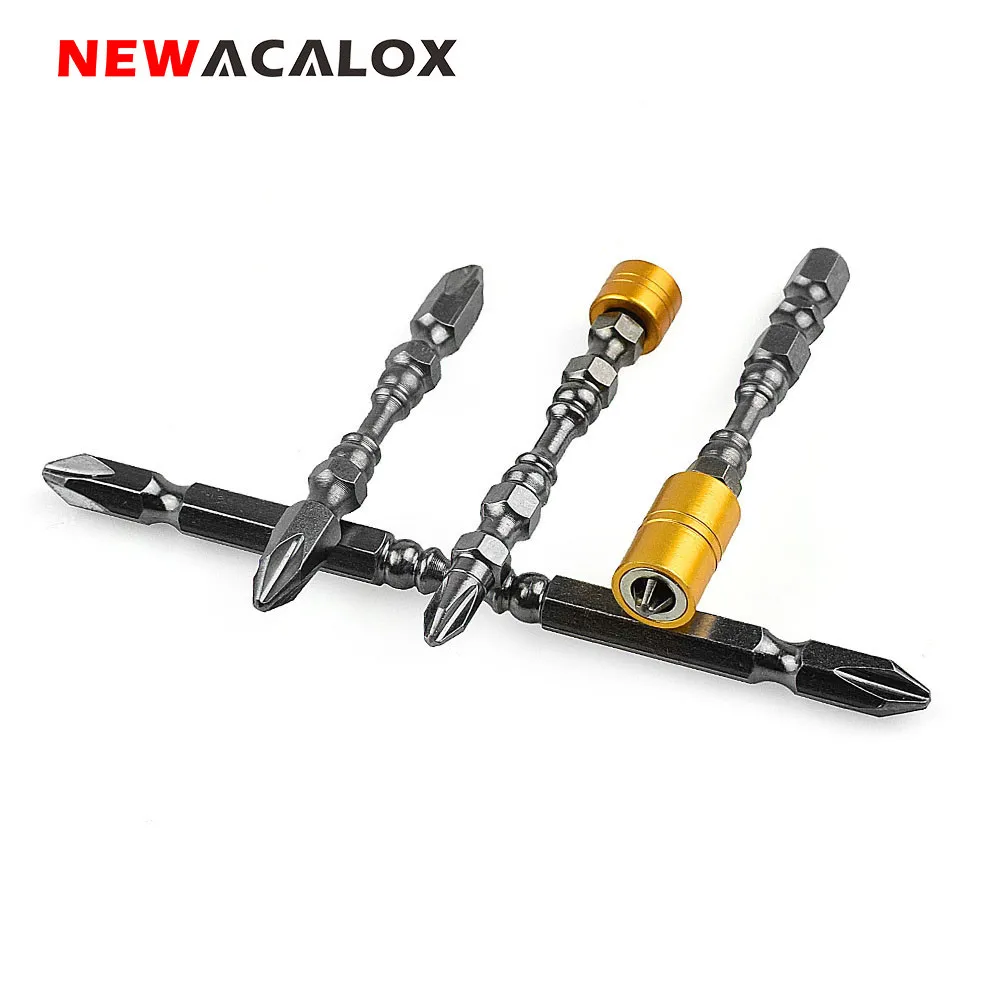 NEWACALOX 4 шт./компл. прочное закаленное Магнитная отвертка бит PH2# двойной головкой Электрический Прочный длинные биты дрели