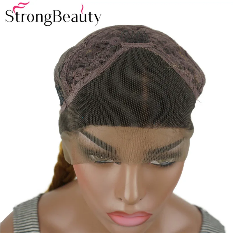 StrongBeauty синтетический кружевной передний коса парик Плетеный парик коричневый/красный Омбре волос 2 цвета