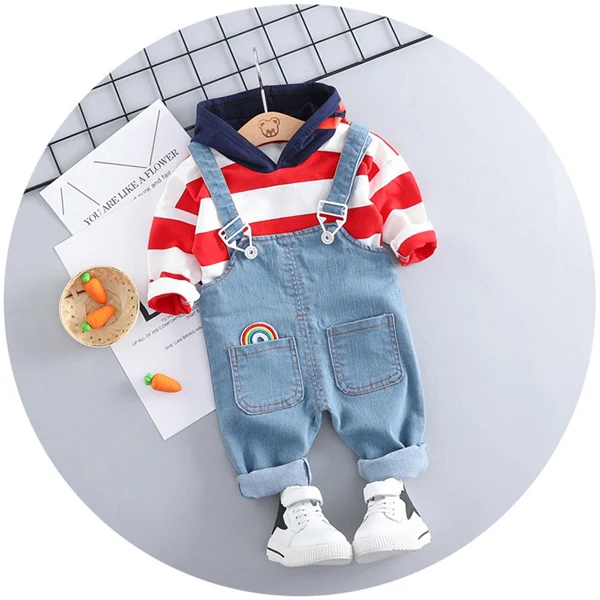 red set Комплекты одежды для маленьких мальчиков на день рождения на 1 год спортивный костюм в полоску, свитер с капюшоном+ штаны комплекты одежды для новорожденных мальчиков - Цвет: red set