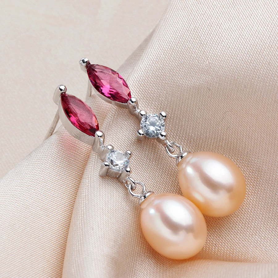 VEAMOR Popular Elegant 925 Sterling Silver Black Pearl Jewelry Set for Women Pendant Necklace &amp Earrings Party/Wedding Occasion |