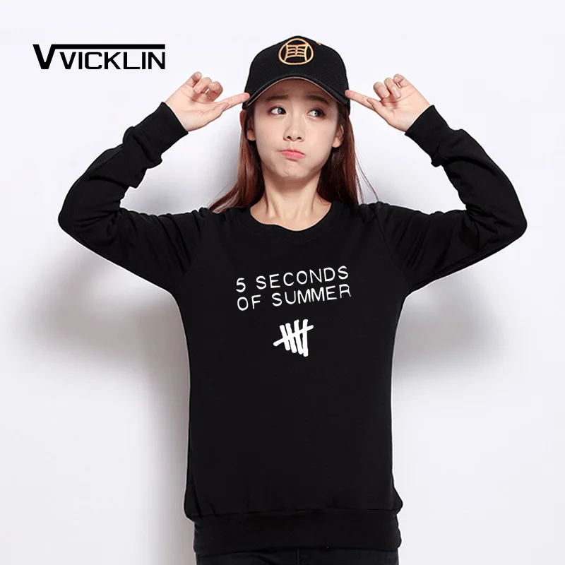 Женская толстовка с принтом 5SOS длинный рукав хлопок круглый вырез женские топы в