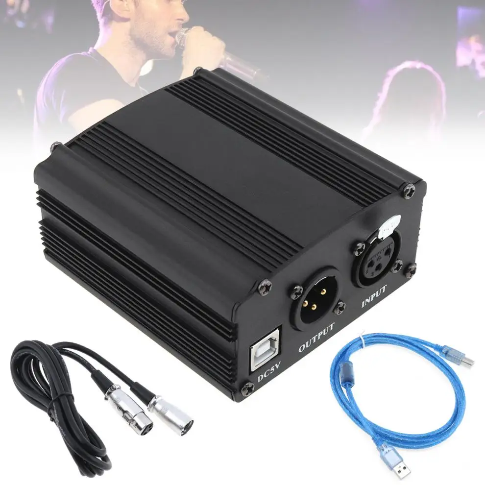 48В USB 1 канальный фантомный источник питания с одним XLR аудио кабелем для