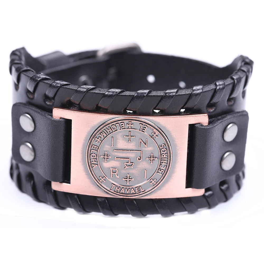 Мужской и женский кожаный браслет Fishhook модный с амулетом ангелом тибетской