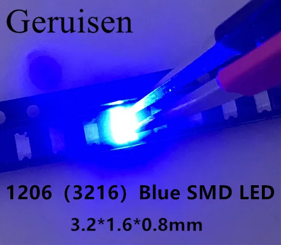 Бесплатная доставка 1206 синий светодиодный супер яркий SMD Led диоды 3 2*1 6*0 8 мм 460 470NM