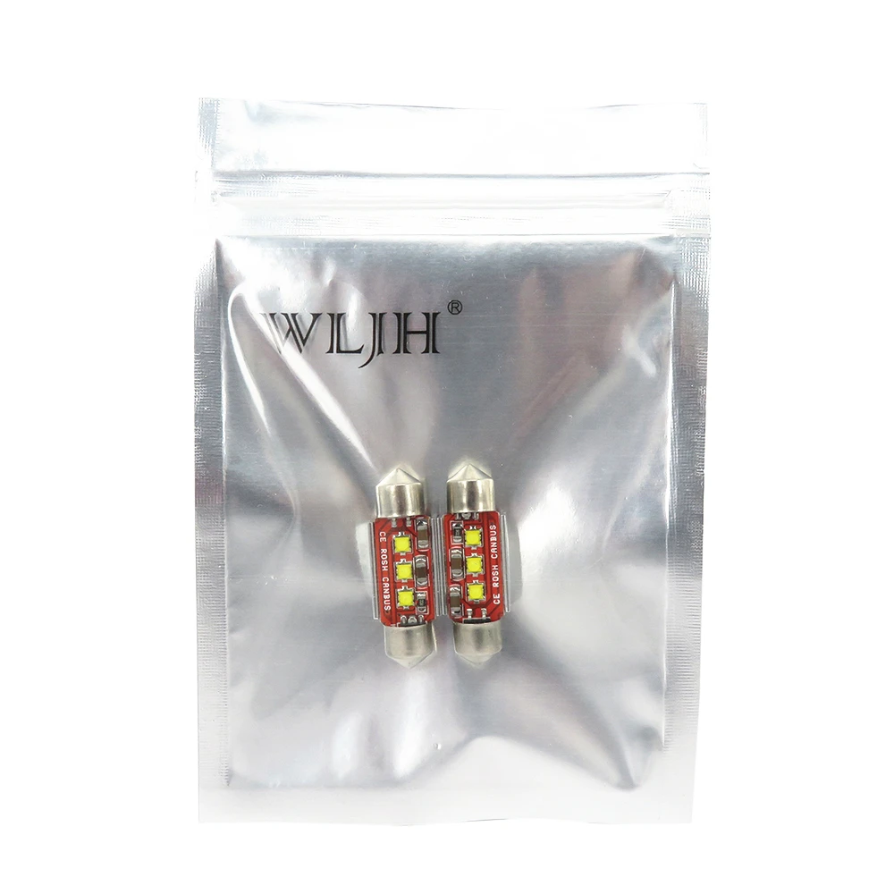 WLJH 2x белый 31 мм светодиодный 3175 3022 гирлянда Светодиодный лампочки Canbus 6428