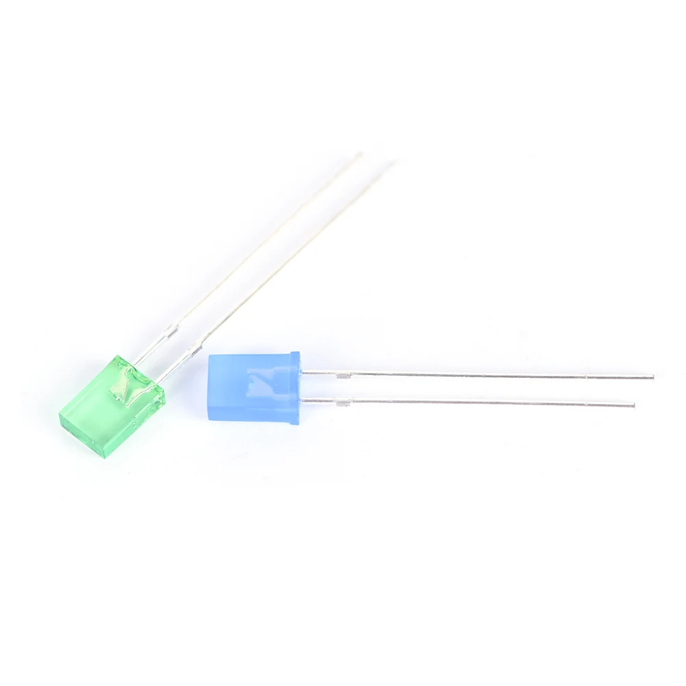 

100pcs Rectangular Square LED Emitting Diodes Light LEDs Bulbs Yellow/Red/Blue/Green 2x5x7mm