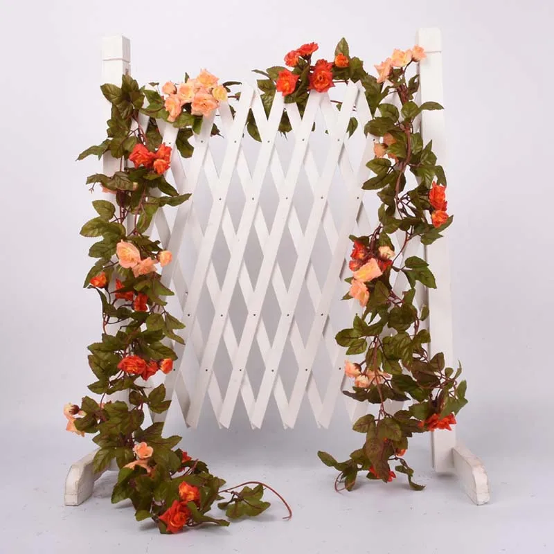 33pcs Orange red 1 шт. шелковые розы плюща лоза с зелеными листьями для дома Свадебные украшения поддельные листья diy Висячие гирлянды искусственные цветы - Цвет: 33pcs Orange red