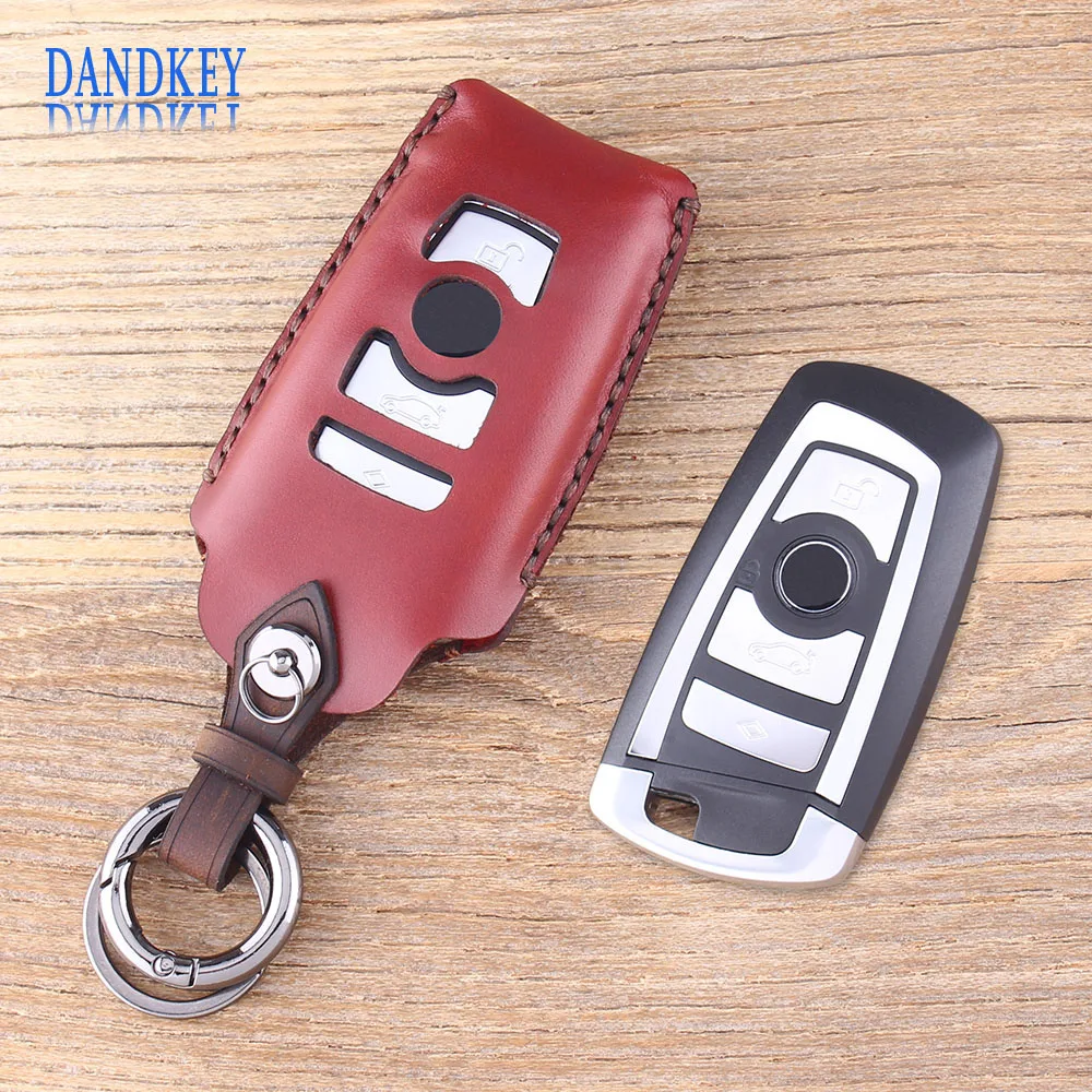 Dandkey 4 Buttons Smart Remote Leather Keyless Shell Car Key Cover For BMW F CAS4 5 Series 7 Fob Case | Автомобили и мотоциклы