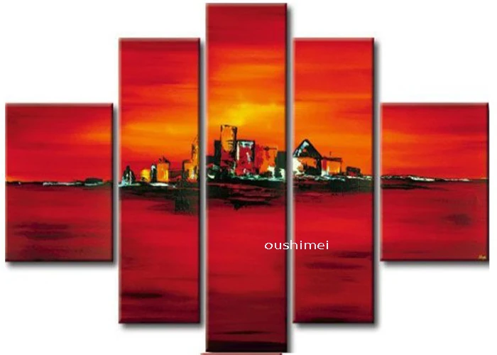 Ручная роспись современный пейзаж картина маслом без рамки 5 шт./компл.
