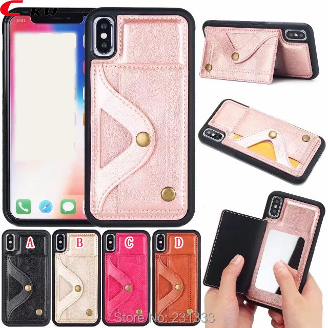 C-ku мягкий зеркальный из ТПУ PU кожаный чехол для iPhone X 8 PLUS 7 I7 6 S ID Чехол телефона с