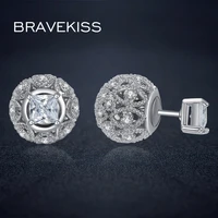 bravekiss small crystal ball earrings stud double sided earrings for women cz square earrings hollow earring bijoux bue0244