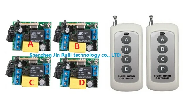 

AC 220 V 1 CH Wireless remote control switch System 2 pcs Transmitter + 4 pcs Receiver 433MHZ