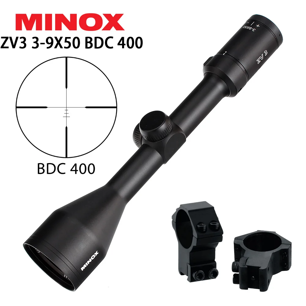 Охотничий MINOX ZV 3 3-9X50 BDC 400 визир прицел 1 дюймов труба длинный глаз рельеф тактический оптический прицел оптические прицелы - Цвет: with Dovetail Rings