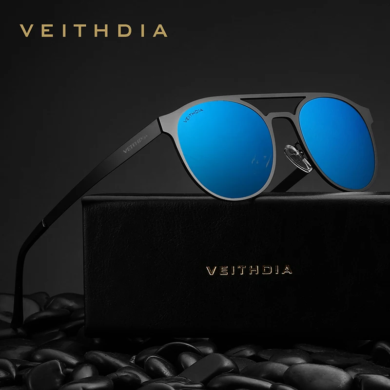 Солнцезащитные очки унисекс VEITHDIA винтажные круглые из нержавеющей стали с