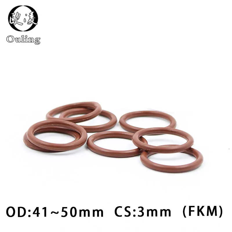 

3PCS Fluorine rubber Ring Brown FKM O ring Seal OD41/42/43/44/45/46/47/48/49/50*3mm Rubber O-Ring Seal Oil Ring Gaskets Washer