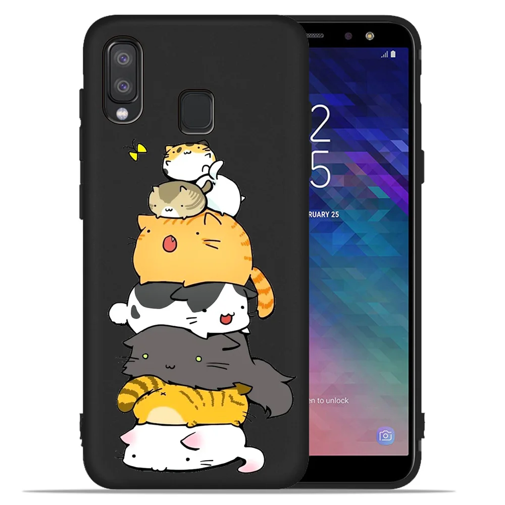 Черный ТПУ чехол для Samsung Galaxy A6 A8 Plus 2018 A10 A20 A30 A40 A50 A70 A320 A520 A720 A7 A9 Coque Etui панда Хаски |