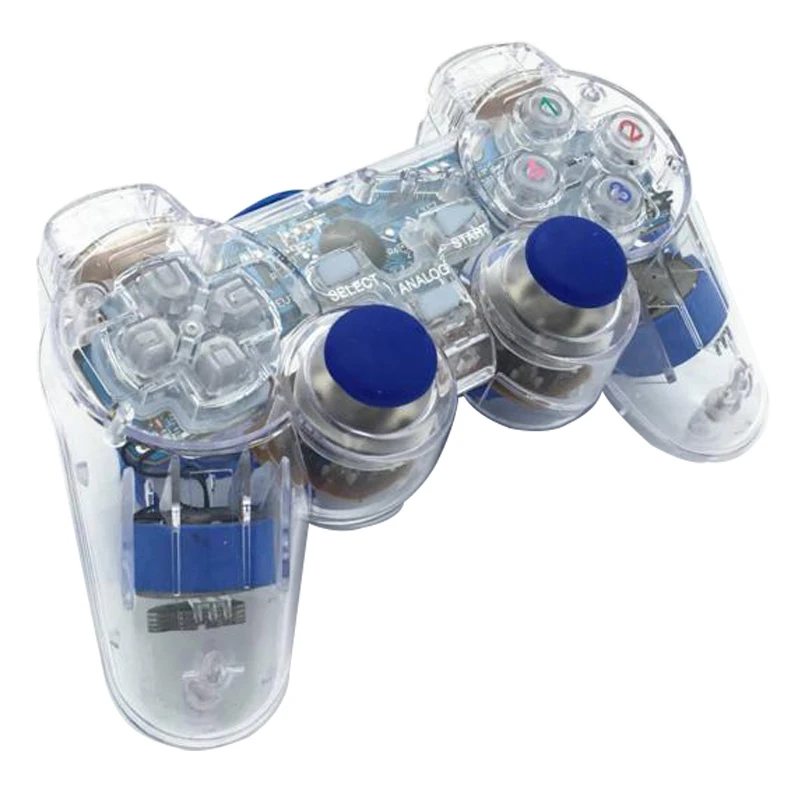 Синий прозрачный светодиодный проводной usb геймпад полное колебание игровой
