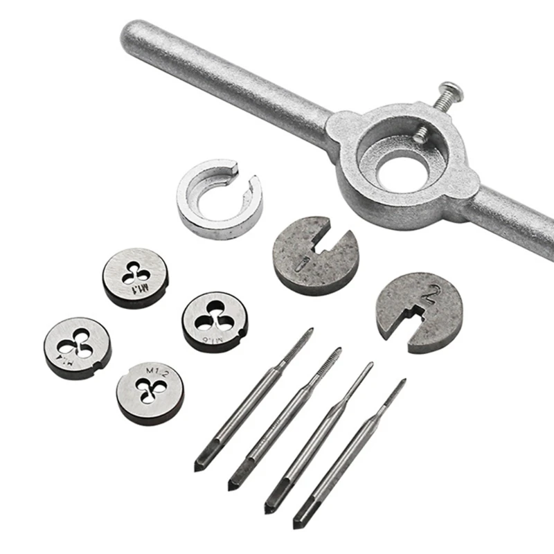 

2021 1Set Mini HSS Metric Taps Dies Wrench Handle Kit M1-M1.6 Screw Thread Making New JUL30_33