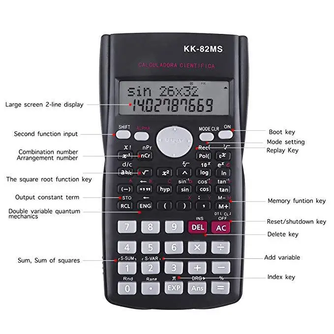 Ручной профессиональный многофункциональный ЖК дисплей 2 линии sciential Calculator not Solar