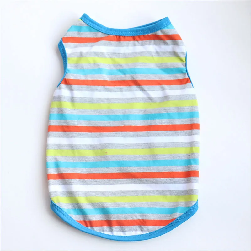 Одежда для щенка жилет собак Футболка модная полосатая эластичная хлопковая