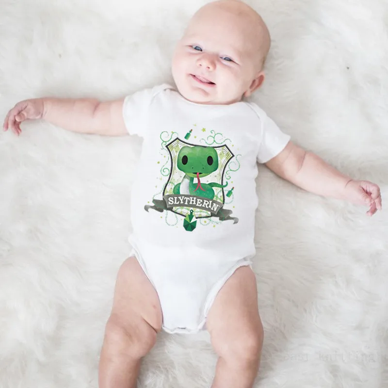 

Lovely Green Snake Print Baby Bodysuits Summer Clothes For Boys Girls Infant Jumpsuits Cotton 0-24Months Short Sleeve Kid Outfit
