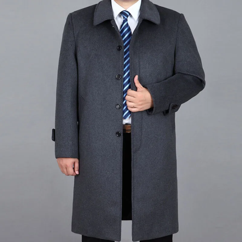 M 4XL длинное мужское кашемировое пальто деловое большое шерстяное Мужская
