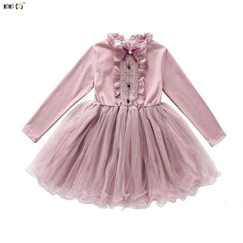 Fashion Lacework Princess Dress Girl Long Sleeve Autumn Mesh Elegant Dresses Kids Girls Clothes 4 5 6 7 8 9 10 11 12 Years | Детская